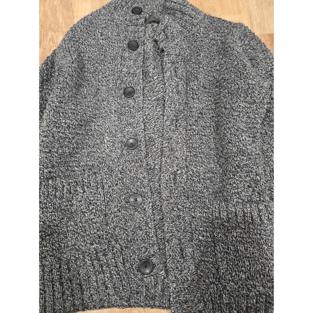 GIORDANO Men's M Cardigan Sweater Grey Melange Wool Blend Stand Collar Knit - Picture 12 of 16